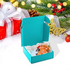 15 PCS Teal Recyclable Colored Corrugated Cardboard Shipping Boxes 6x6x2 Inch