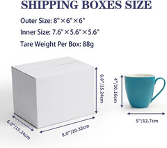 40-Pack White Corrugated Shipping Boxes, 8x6x6 Inches