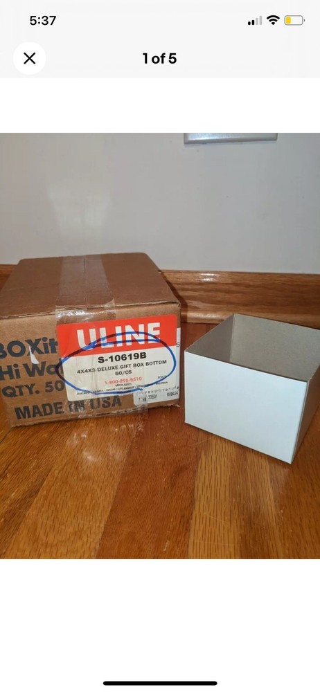 50 U-LINE 4 x 4 x 3″ White Deluxe Gift Box Bottoms S-10619B Uline 10619 Crafts