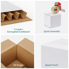 SPEPLA Shipping Boxes 6x6x6 Set of 6, White Corrugated Cardboard Box for Mail…