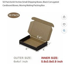 50 Pack Black Corrugated Shipping Boxes 6x4x1