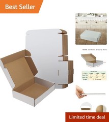 Lightweight White Shipping Boxes 9x6x2 for Small Items 25 Count