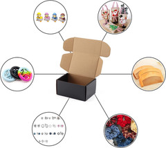 25 Pack 6X4X3 Shipping Boxes for Small Business, Black Packaging Cardboard Boxes