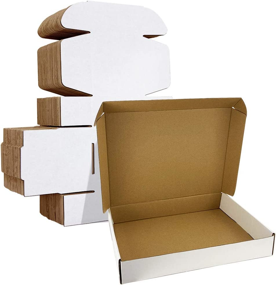 13X10X2 Inches Shipping Boxes Set of 25 White Corrugated Cardboard Box Literatur