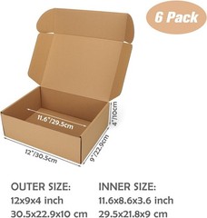 Durable 12x9x4 Medium Boxes – Shipping Solution Set of 6 for Small Businesses