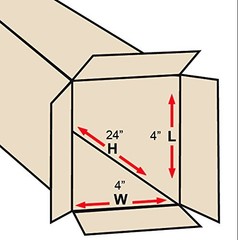 TAPE LOGIC 4x4x24 Tall Corrugated Boxes, Tall, 4L x 4W x 24H, Pack of 25 | Shipp