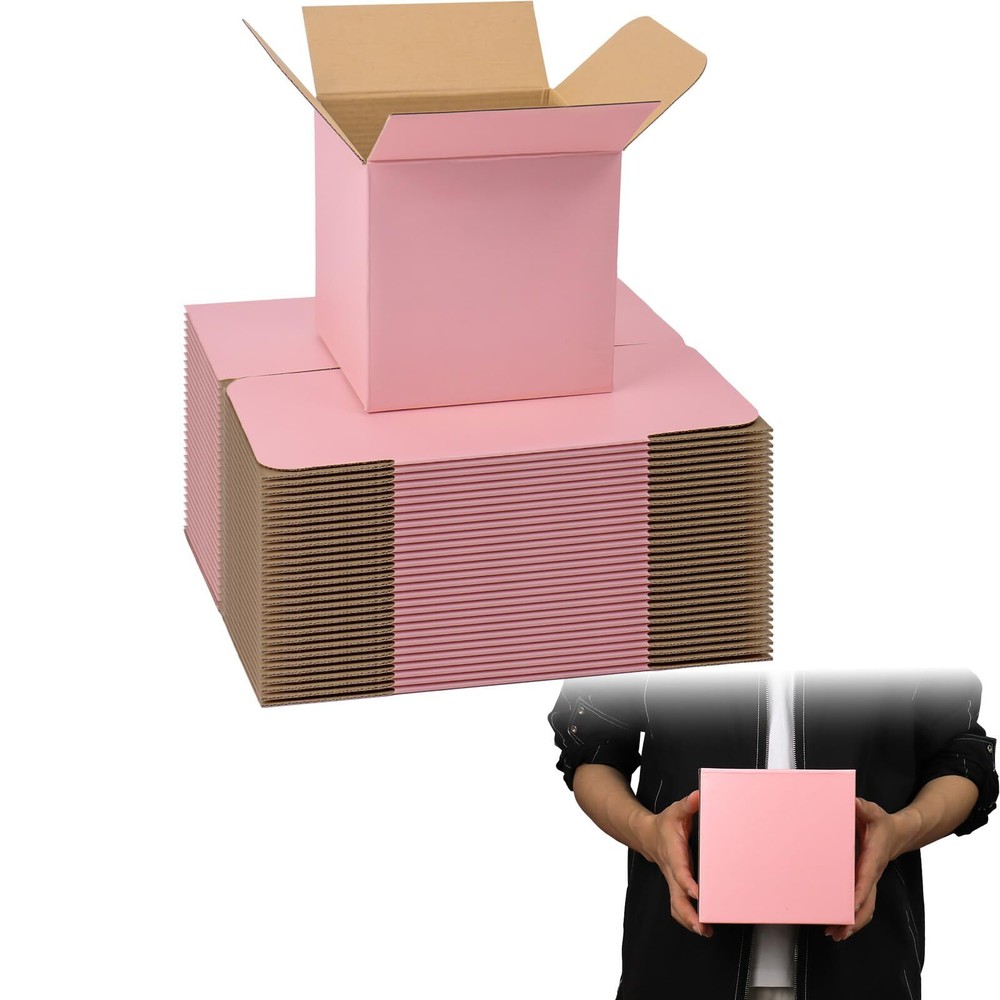 6x6x6 Inches Small Shipping Boxes 30 Pack Pink Mailer Boxes Corrugated Cardbo…