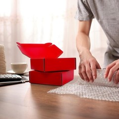 15 PCS 6x6x2 Inch Red Cardboard Shipping Boxes Recyclable Corrugated Mailers
