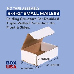 BOX USA Shipping Boxes Small 6″L x 4″W x 2″H 50-Pack, Cardboard Box for Shipping