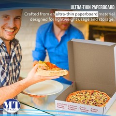 White-Red Pizza Box 12″ x 12″ x 2″ – Extra Thin Pizza Boxes with Design Pack …
