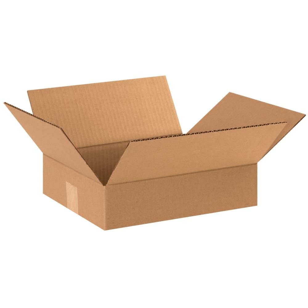 BOX USA Shipping Boxes Flat 12″L x 10″W x 3″H 25-Pack – 12x10x3 inches, Kraft