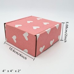 25 Pack Baby Pink Hearts Shipping Boxes, 4 x 4 x 2 inch Recyclable Kraft Corr…