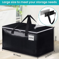 Extra Large Moving Boxes with Zipper, Handles & Tag Pocket – 4 Pack Storage Tote