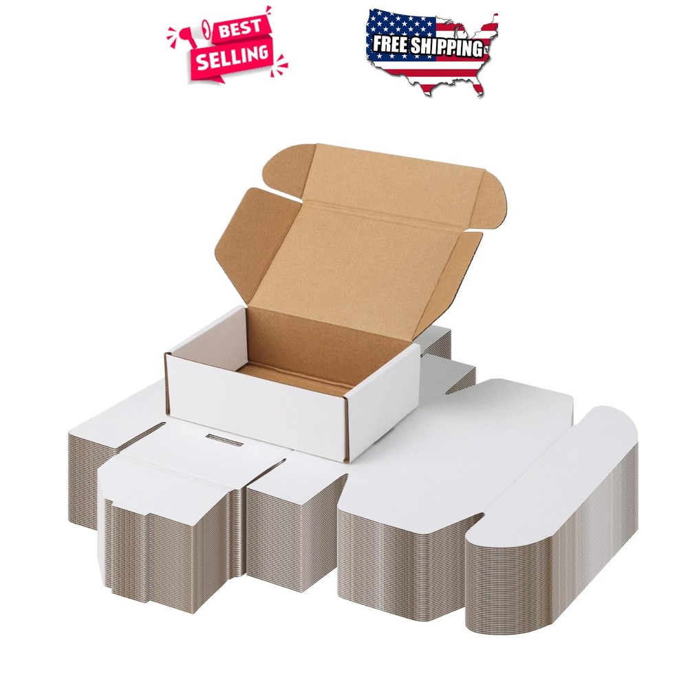 8x6x2 Shipping Boxes White 25 Pack Cardboard Mailer for Small Business Packaging