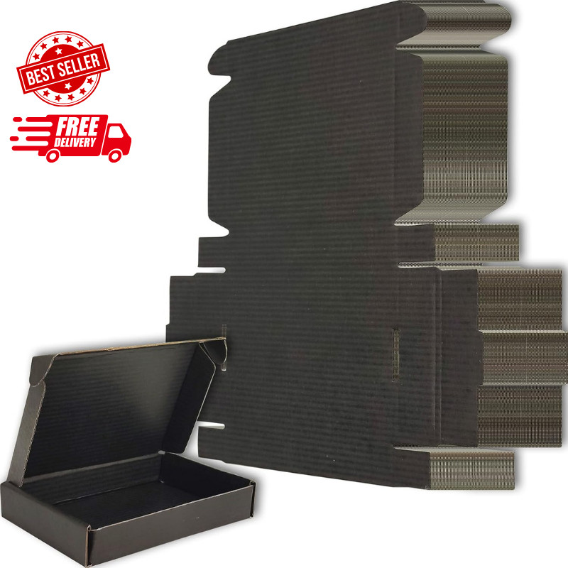 6x4x1 inches Small Shipping Boxes Set of 50 – Black Mailer Corrugated Cardboa…
