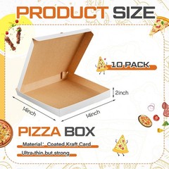 10 PCS 14x14x2 In Extra Thin White Paperboard Pizza Takeout Boxes Container