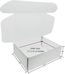 Lightweight 12x9x4 White Corrugated Boxes – 5 Pack for Shipping and Storage