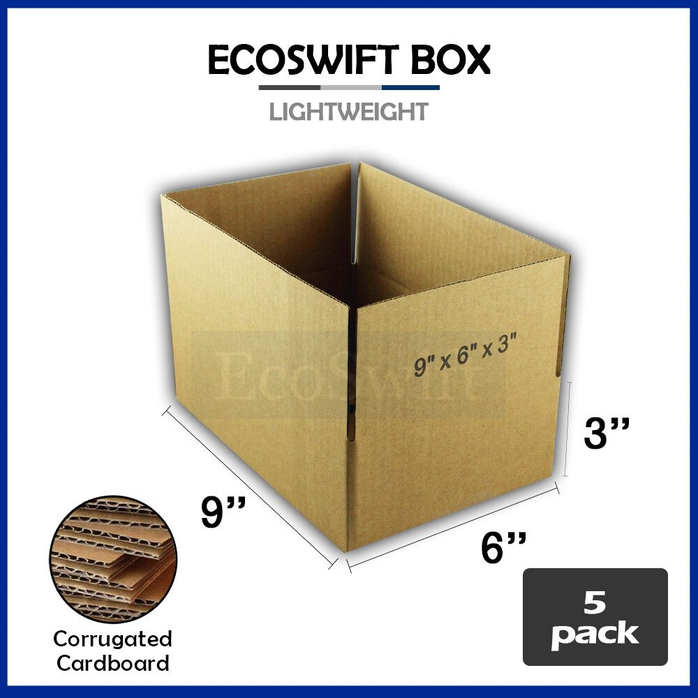 5 9x6x3 EcoSwift Cardboard Packing Moving Shipping Boxes Corrugated Box Cartons