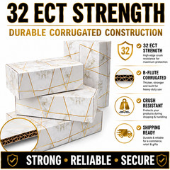 9x6x3 Marble Designer Shipping Boxes 32 ECT Corrugated Gift Mailer Boxes