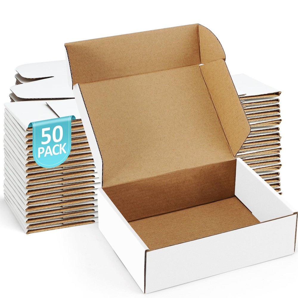 50 PCS White Small Corrugated Cardboard Mailing Shipping Boxes Fits 7x5x2 In
