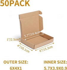 Bulk 50 Pack 6x4x1 Inch Brown Tuck Top Mailer Boxes for Small Business Shipping