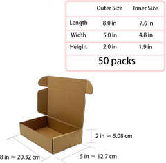 50-Pack 8x5x2 Shipping Boxes Brown Corrugated Mailer Packaging Small Business