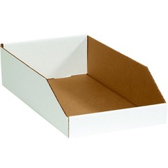 Open Top Bin Boxes 10″ x 18″ x 4.5″, Oyster White Storage Bins (Pack of 25)