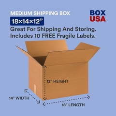 Moving Boxes Medium 18″L x 14″W x 12″H 20-Pack – Corrugated Cardboard Box for…