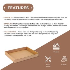 50 Per Bundle 15x12x1 3/4 Kraft Corrugated Trays ECT-32