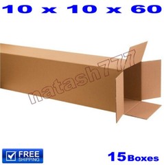 15 – 10x10x60 Cardboard Boxes 32-ECT Mailing Packing Shipping Corrugated Carton