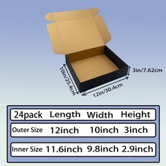 20 Pack 12x10x3 inches Black Shipping Boxes, Corrugated Mailer Boxes, Packagi…