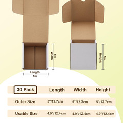 30 Pack 5X5X5 White Small Shipping Boxes, 5 X 5 X 5 Corrugated Cardboard Box for