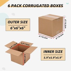 Shipping Boxes Mailers 6X6X6 Inches Corrugated Cardboard Small Packing Kraft Mov
