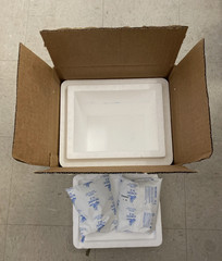 Styrofoam Insulated Medical Cooler 12″Hx12″Lx10″WwShipping Box 2 Gel Ice PacksDR