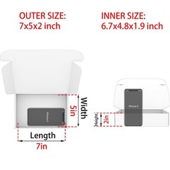 50 Pack 7x5x2 inch White Shipping Boxes, Small Mailer Corrugated Cardboard