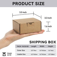 50 PCS 3.5×3.3×1.6 Inch Brown Small Shipping Boxes Corrugated Cardboard Box