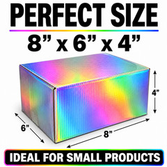 8x6x4 Holographic Shipping Boxes Corrugated Gift Mailers Packaging 32 ECT