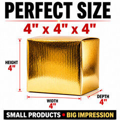 4x4x4 Metallic Gold Designer Boxes Gift Packaging Boutique Shipping Boxes