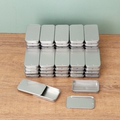 Biugaaufai 60 Pack Silver Mini Rectangular Metal Tins Boxes with Sliding lids…