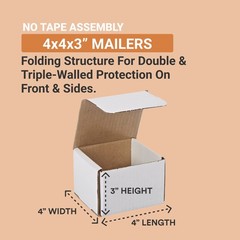 Shipping Boxes Small 4″L x 4″W x 3″H 50-Pack – Corrugated Cardboard Box for M…