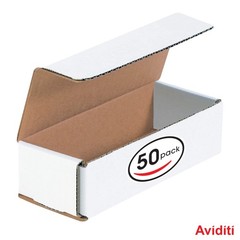 Aviditi White Corrugated Cardboard Mailing Boxes, 6 1/2 x 2 1/2 x 1 3/4, Pack of