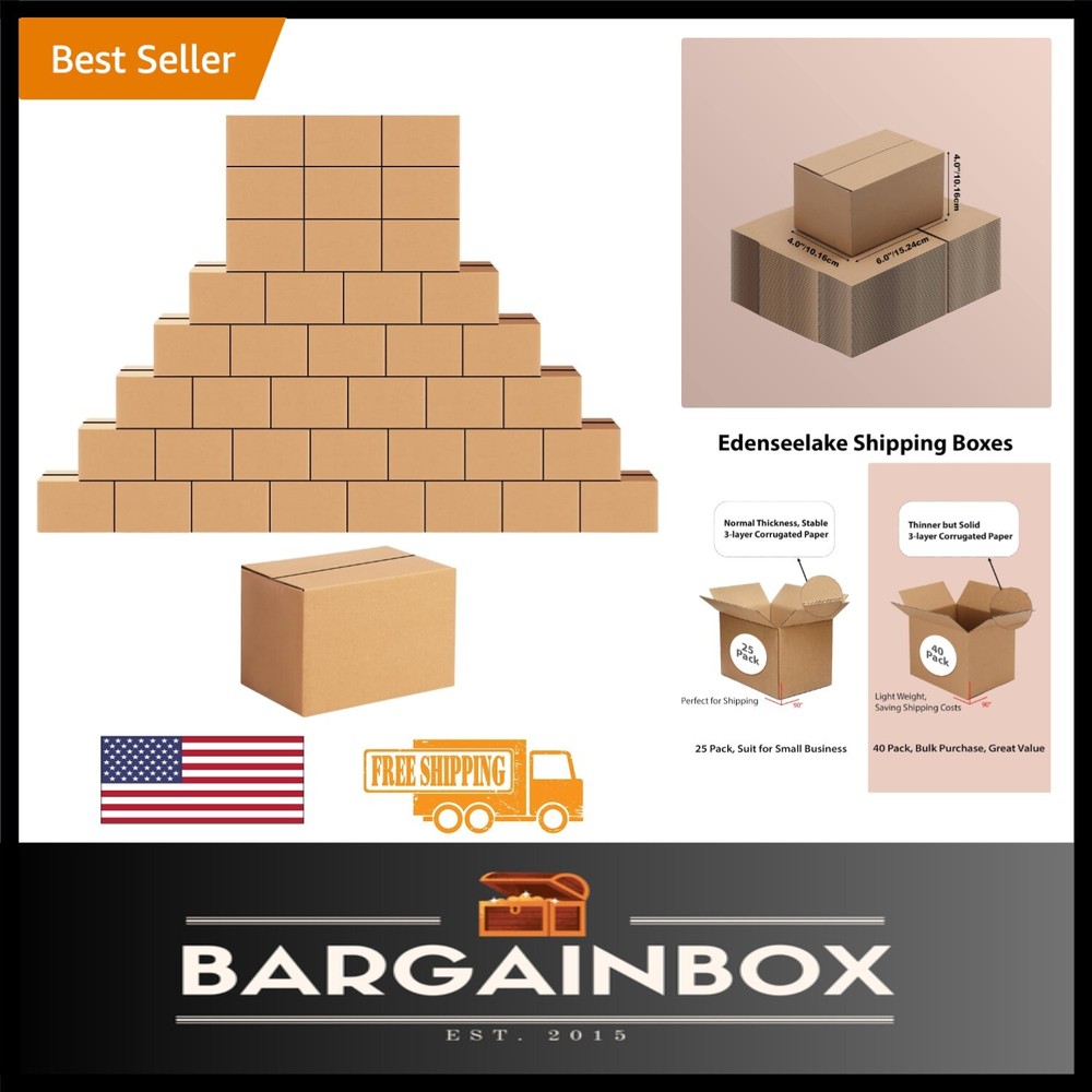 Durable 40-Pack 6x4x4 Cardboard Shipping Boxes – Easy Assembly & Recyclable