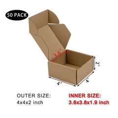 50 Pack 4x4x2 Inches Small Shipping Boxes, Brown Corrugated Cardboard Boxes, …