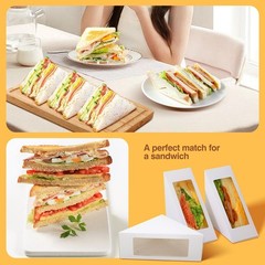 50 Pcs Sandwich Packaging Take Out Boxes Containers with Window 4.7×4.7×2.6 I…
