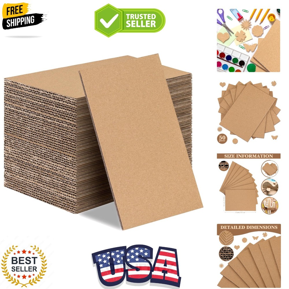 50 Pack Corrugated Cardboard Sheets Flat Hard Cardboard Inserts Back to Schoo…