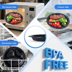 YANGRUI 150-Pack 10″ Black 3-Compartment Plate – Shrink Wrapped No Pre-Wash |…