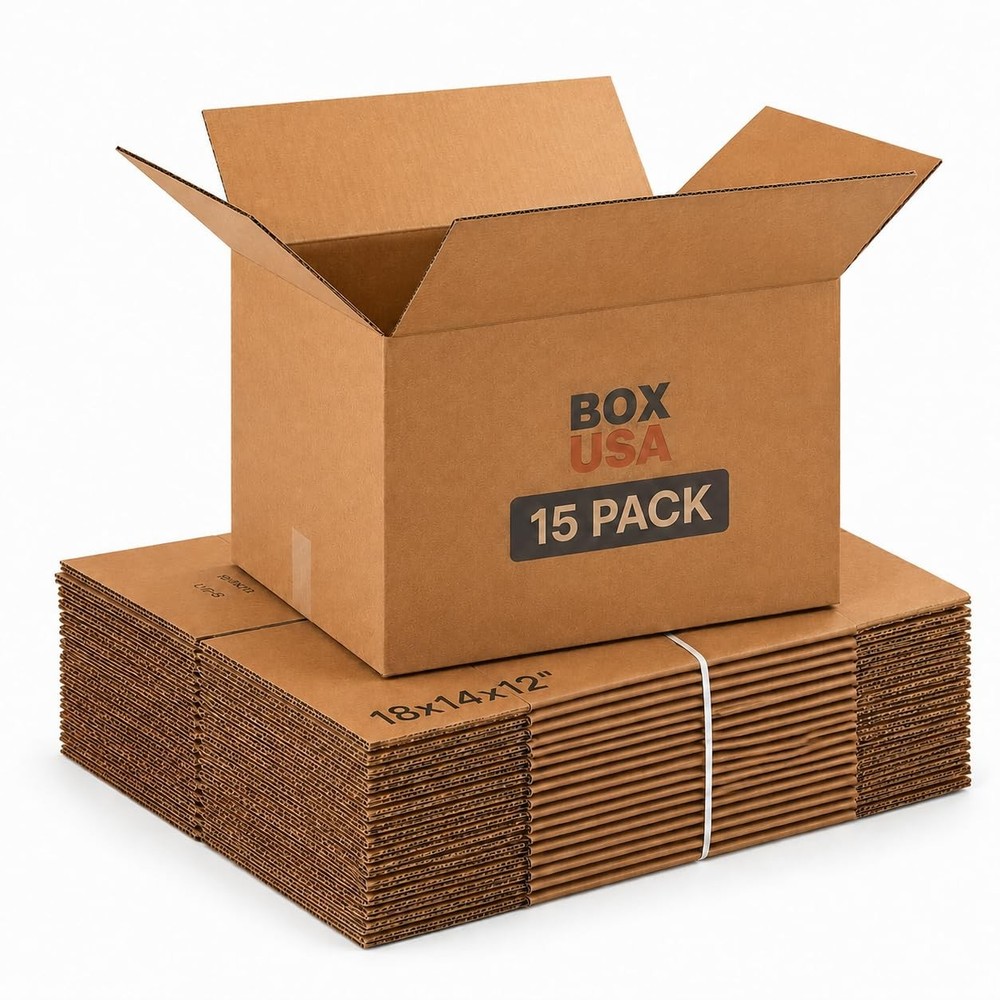 Medium Moving Boxes 18″L x 14″W x 12″H 15-Pack – Corrugated Cardboard Box for…