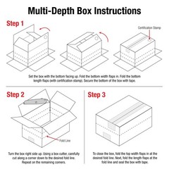 Adjustable-Height Box, 6″ L x 6″ W x 4″ H Multi-Depth Corrugated Carton, Kraf…