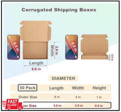 MEBRUDY 6x4x1 Inches Shipping Boxes Pack Of 50, Small Corrugated Cardboard Box