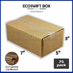 75 7x5x3 EcoSwift Cardboard Packing Moving Shipping Boxes Corrugated Box Cartons